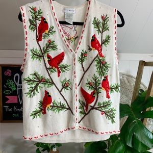 Cardinal Christmas/Ugly Knit Sweater Vest